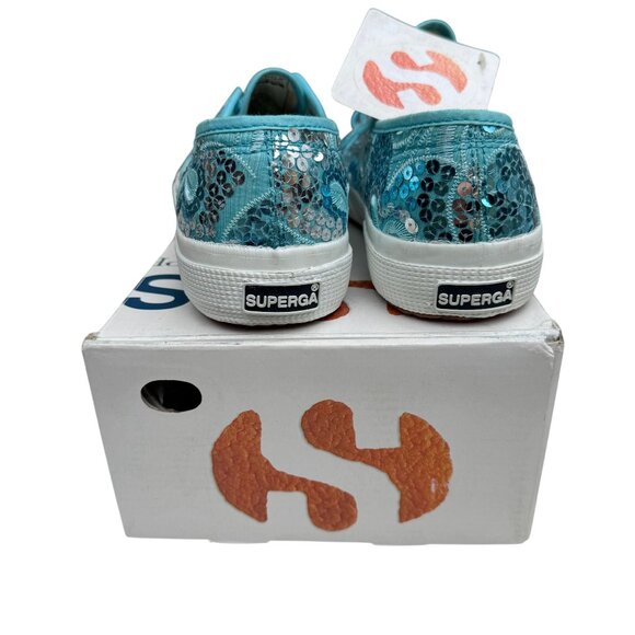 Superga Verona Embroidery Womens Sequin Azzurro Silver Sneakers New In Box 38 - Picture 6 of 12